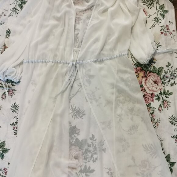 Vintage Oscar De La Renta Pink Label Robe Large White 0412 - Picture 4 of 6